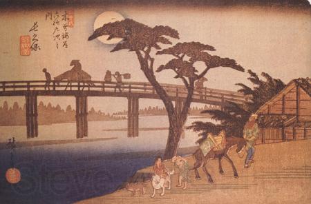 Hiroshige, Ando Moonlight,Nagakubo (nn03) Norge oil painting art